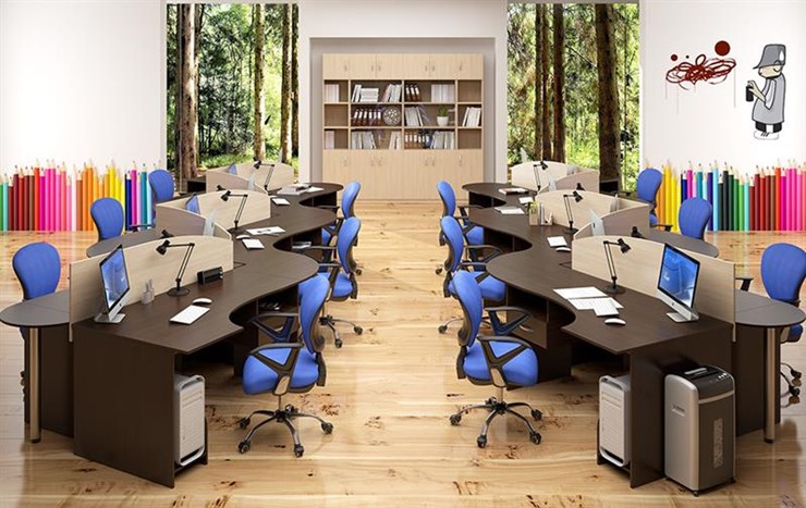 Комплект офисной мебели SIMPLE с эргономичными столами и тумбами в Биробиджане - изображение 4